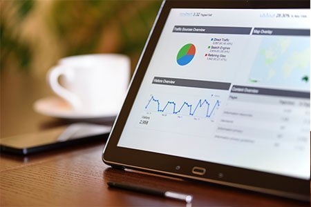 Laptop screen displaying website analytics