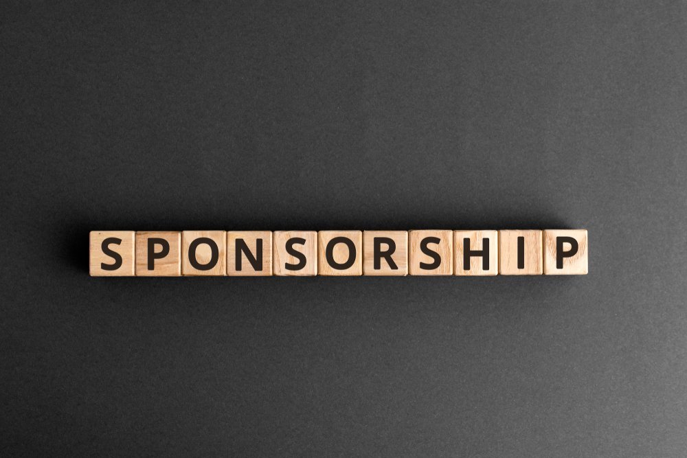 Sponsorship word from wooden blocks