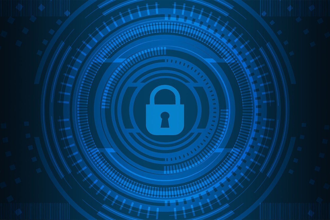 technology image with a lock in the center