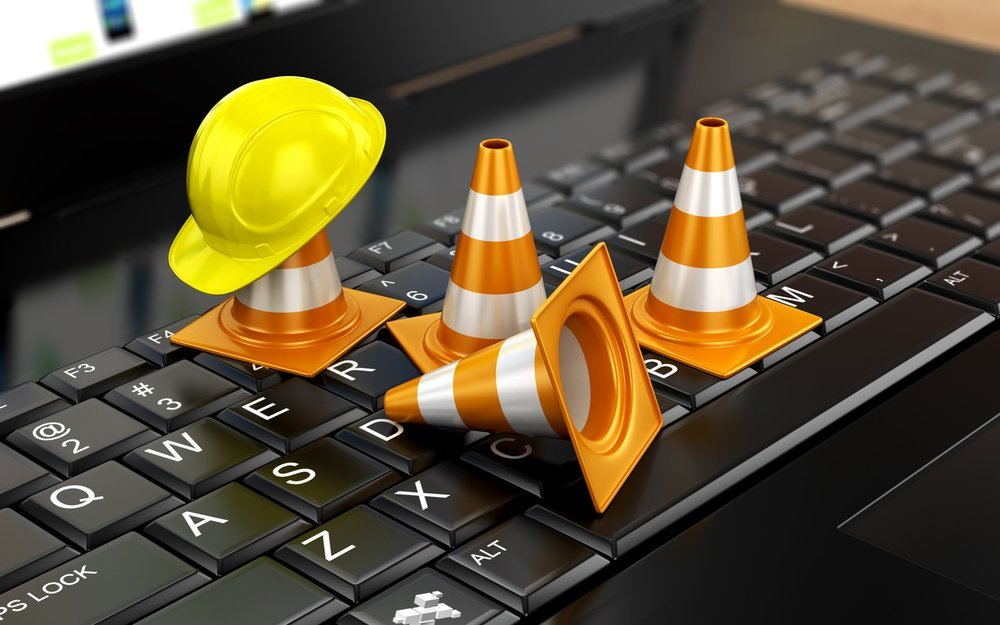Website under construction with laptop, 3d illustration