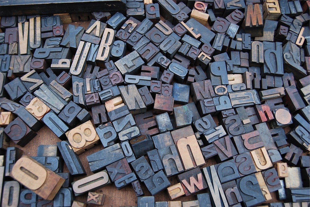 array of different typeface letters